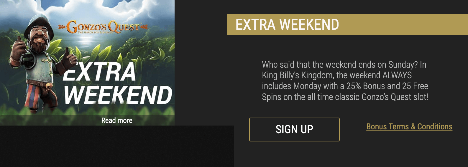 King Billy casino extra weekend offer