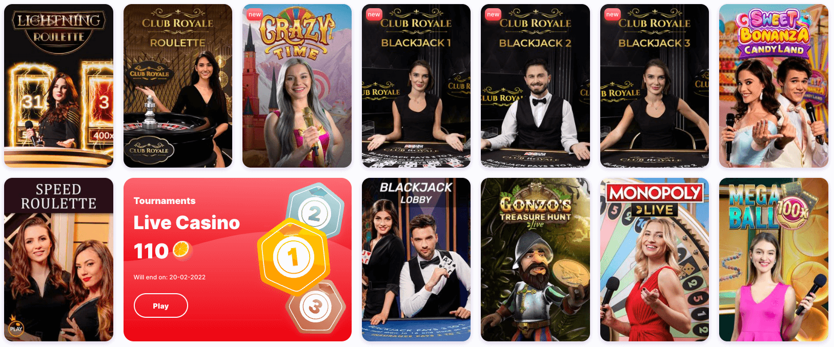 Nomini casino live casino games selection